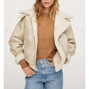 Mango Faux shearling lapel jacket / coat in XXS